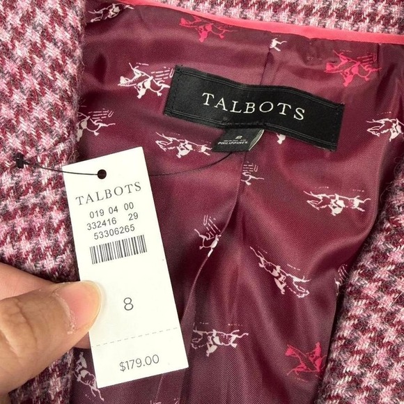 NWT Talbots Pink Houndstooth Blazer Jacket - Picture 5 of 5